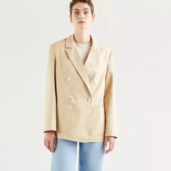 LEVI'S women's Double Breasted ALEXA Blazer Oversized Linen Cotton Size XL - Picture 1 of 7